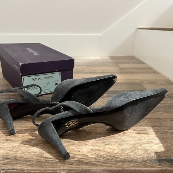 Ralph Lauren Suede Slingback with Ankle Straps - Picture 3 of 7